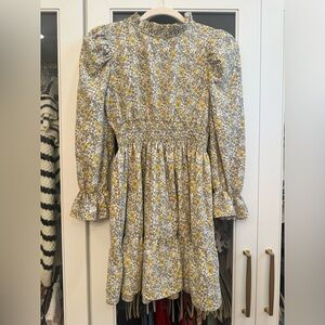 Born to Dress Kids Fall Floral Neutral Dress Gold Floral, Girls Kids Size 150